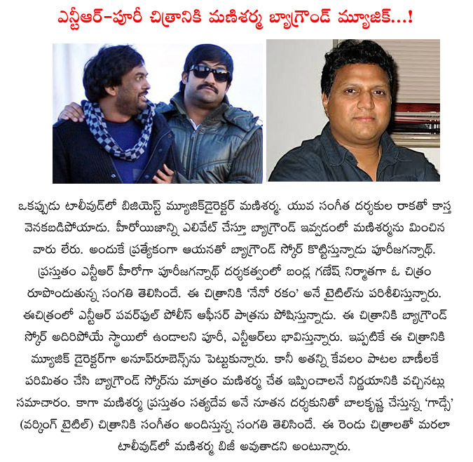 manisharma,ntr and puri combo,jr ntr movie with puri jagannadh,manisharma background score to puri and jr ntr movie,anoop rubens,puri jagannadh and jr ntr movie updates  manisharma, ntr and puri combo, jr ntr movie with puri jagannadh, manisharma background score to puri and jr ntr movie, anoop rubens, puri jagannadh and jr ntr movie updates